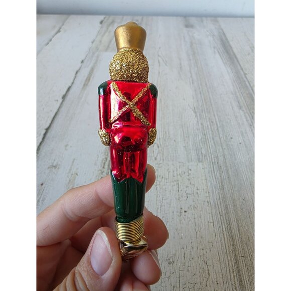 Vintage soldier nutcracker glass clip glitter gold mini Xmas tree - Picture 3 of 9